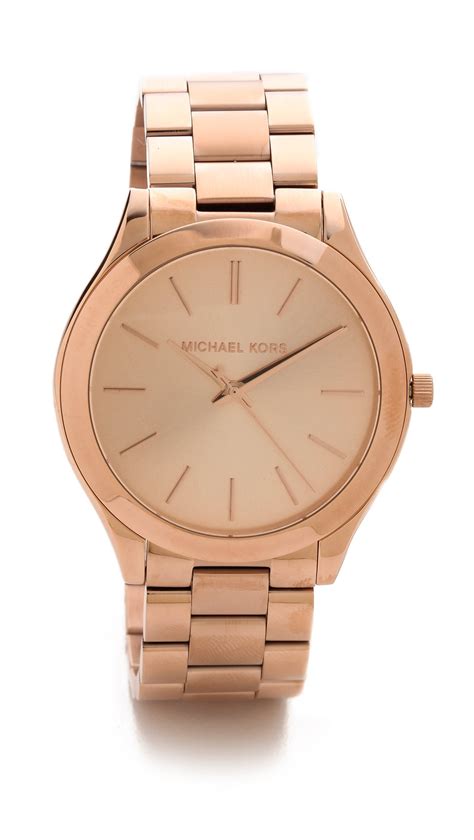 michael kors slim runway watch rose gold leather|Michael Kors runway chronograph.